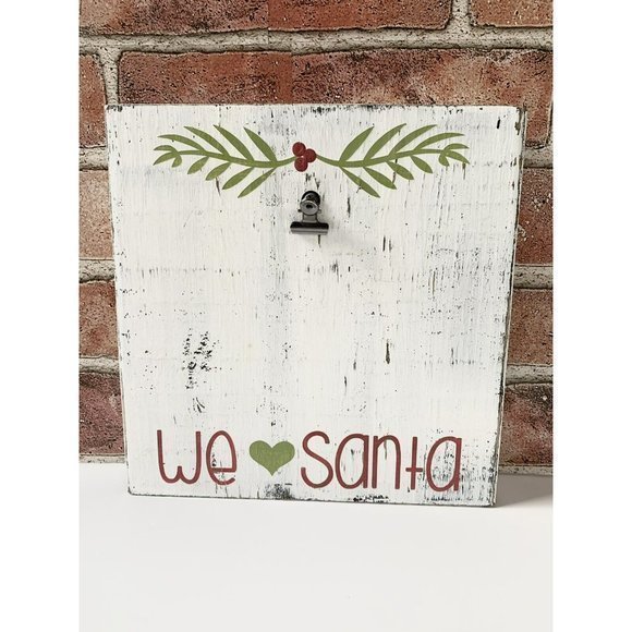 CHRISTMAS Photo frame We (heart) SANTA memories holiday‎ picture Handmade Wood - Picture 2 of 4